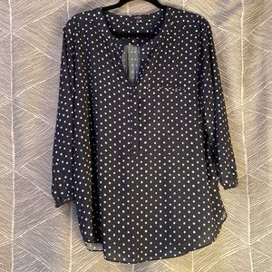 NYDJ navy white polka dot xl blouse
